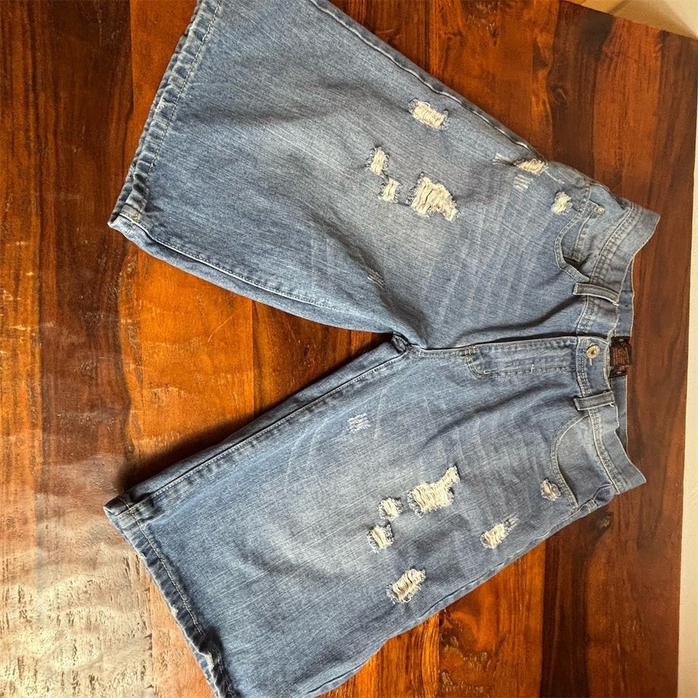 Rock Revival Men's Jean Shorts Size 34 Blue‎ Medium Wash Distressed